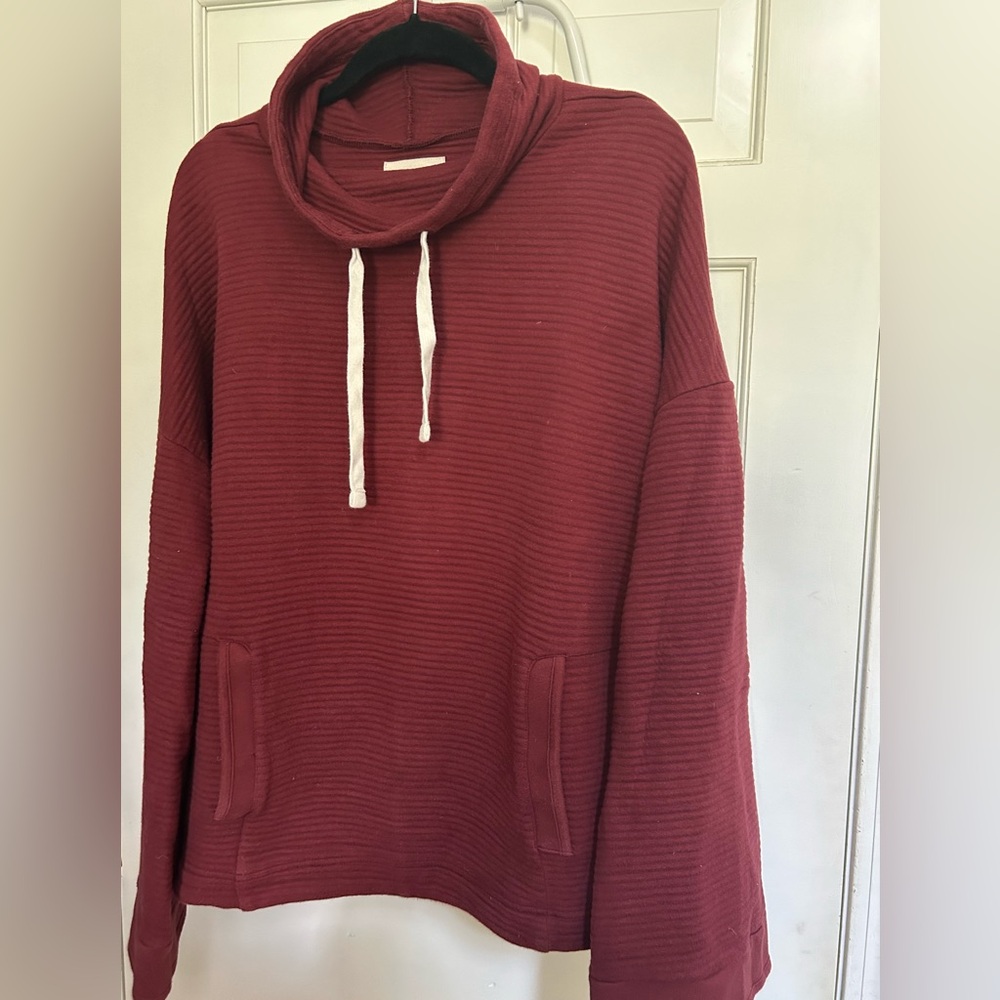 UpWest Resort and Mercantile Cowl Neck Ribbed Sweatshirt